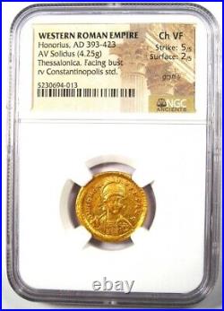 Gold Honorius AV Solidus Gold Roman Coin 393-423 AD Certified NGC Choice VF
