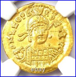 Gold Leo I AV Solidus Gold Roman Coin 457-474 AD. Certified NGC Choice AU Rare