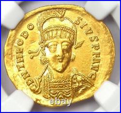 Gold Theodosius II AV Solidus Gold Roman Empire Coin 402-450 AD NGC AU