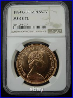 Great Britain 1984 Gold 5 Pounds Sovereigns NGC MS68 Proof Like