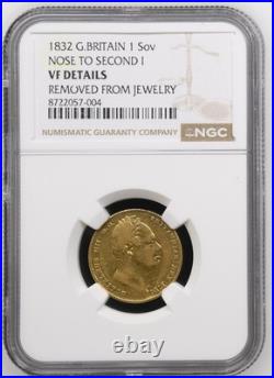Great Britain UK 1832 Sovereign Sov Gold Coin William IV NGC VF NOSE TO SECOND I