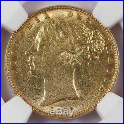 Great Britain UK 1869 Sovereign Sov Gold Coin NGC AU53 Young Victoria Shield AU