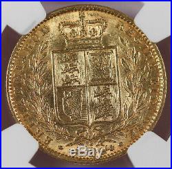 Great Britain UK 1869 Sovereign Sov Gold Coin NGC AU53 Young Victoria Shield AU