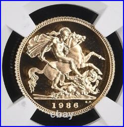 Great Britain UK 1986 1/2 Half Sovereign 0.1177 Oz AGW Gold Proof Coin NGC PF69