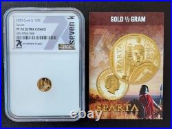 Half Gram Gold Coin Sparta 1/2 gram Gold Coin 2023 NGC PF70 Ultra Cameo High R