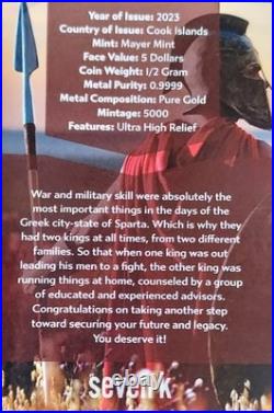 Half Gram Gold Coin Sparta 1/2 gram Gold Coin 2023 NGC PF70 Ultra Cameo High R