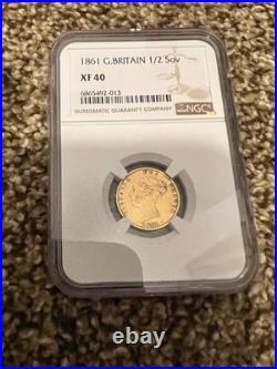 Half sovereign Queen Victoria 1861 Gold Coin NGC XF40