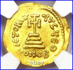 Heraclius with Heraclius Constantine AV Solidus Gold Coin 613-641 AD NGC AU
