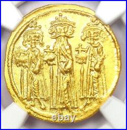 Heraclonas & Heraclius AV Solidus Gold Coin 632-641 AD Certified NGC MS UNC