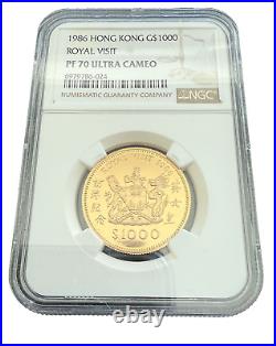 Hong Kong 1986 Gold $1000 NGC PF70UC Royal Visit