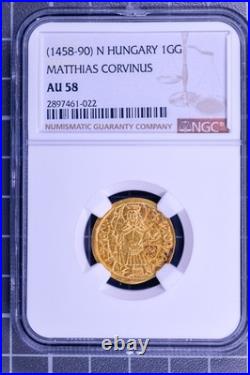 Hungary Goldgulden Matthias Corvinus NGC AU58 Medieval Gold Coin 1458-1490