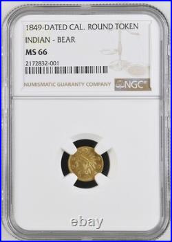 Interesting Rev Date / 1849 California Gold / Fierce Indian / MS66 NGC GOLD
