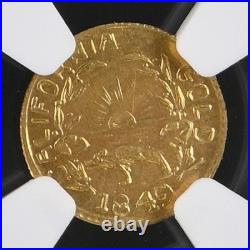 Interesting Rev Date / 1849 California Gold / Fierce Indian / MS66 NGC GOLD