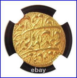 Islamic AH 1186 (1772) Gold 1/4 Mohur of Karim Khan Kashan Mint NGC MS-62