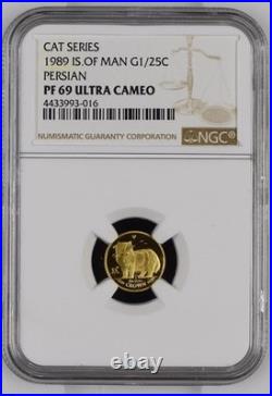 Isle of Man 1989 Gold 1/25 Crown Oz Gold Proof Coin Persian Cat NGC PF69 UC Isle of Man 1989 Gold 1/25 Crown Oz Gold Proof Coin Persian Cat NGC PF69 UC