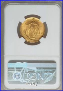Italy, Gold 100 Lire Vittorio Emanvele III 1931 R IX Ngc Ms 62, Rare
