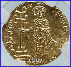 JUSTINIAN II Authentic Ancient GOLD Solidus FIRST JESUS CHRIST Coin NGC i85480