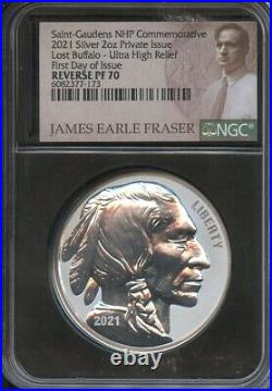 James Earl Fraser's Lost Buffalo Design 3 Coin Set Ultra Hi Relief NGC Rev PF70