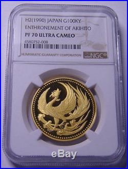 Japan 100,000 Yen 1990 Gold NGC PF70UC Krause 1993 Best Gold Awards Nice coin
