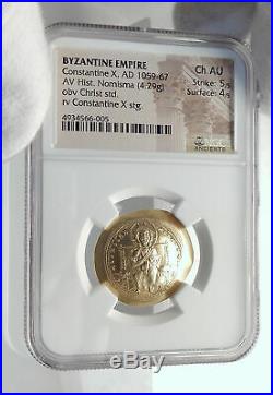 Jesus Christ Ancient 1059AD Gold Byzantine Coin of CONSTANTINE X NGC ChAU i77376