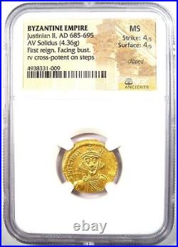 Justinian II AV Solidus Gold Byzantine Coin 685-695 AD Certified NGC MS (UNC)