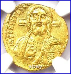 Justinian II AV Solidus Gold Christ Coin 685-695 AD, First Reign NGC Choice AU