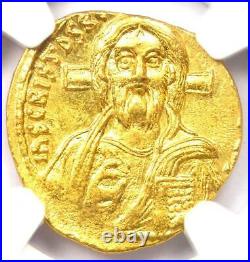 Justinian II AV Solidus Gold Christ Coin 685-695 AD, First Reign NGC Choice AU