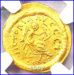 Justinian I AV Semissis Gold Byzantine Coin 527-565 AD NGC MS UNC 5/5 Strike