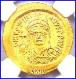 Justinian I AV Solidus Gold Byzantine Coin 527-565 AD Certified NGC Choice AU