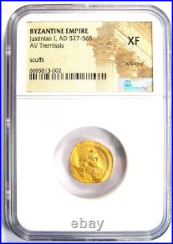 Justinian I AV Tremissis Gold Byzantine Coin 527-565 AD Certified NGC XF (EF)