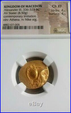 Kingdom Of Macedon Alexander III Gold Stater NGC Choice XF 4/4 ancient Coin