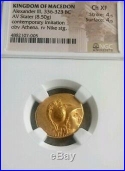 Kingdom Of Macedon Alexander III Gold Stater NGC Choice XF 4/4 ancient Coin