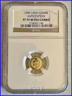 Laos 1999 Anticpation 2000K 1/25 oz Gold NGC PF70 ULTRA CAMEO Sku# 2501