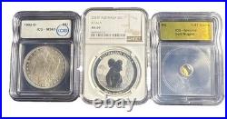 Lot Coins Nice Morgan Silver Dollar, Cool Aussie Kangaroo, &. 37 Grams Of Gold Lot Coins Nice Morgan Silver Dollar, Cool Aussie Kangaroo, &. 37 Grams Of Gold
