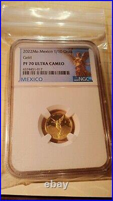 MEXICO LIBERTAD 1/10 oz GOLD ORO PURO ULTRA CAMEO NGC 2022