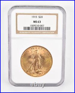MS63 1915 $20 American Gold Eagle Graded NGC 0476