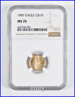 MS70 1987 $5 American Gold Eagle 1/10 Oz. 999 Fine Gold NGC Wrong Label 1699