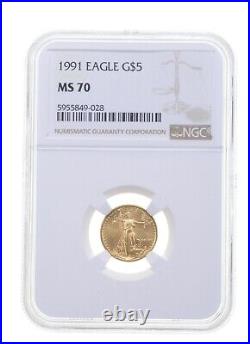 MS70 1991 $5 American Gold Eagle Graded NGC 4100