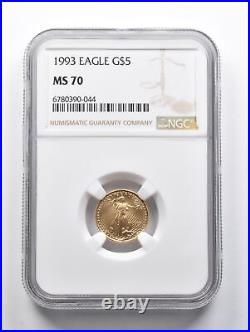 MS70 1993 $5 American Gold Eagle 1/10 Oz Gold NGC 1579