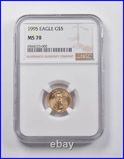 MS70 1995 $5 American Gold Eagle 1/10 Oz. 999 Fine Gold NGC 3971