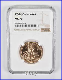 MS70 1996 $25 American Gold Eagle 1/2 Oz. 999 Fine Gold NGC 1914