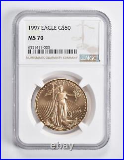 MS70 1997 $50 American Gold Eagle 1 Oz. 999 Fine Gold NGC 1587