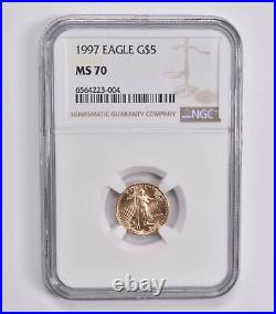 MS70 1997 $5 American Gold Eagle 1/10 Oz Gold NGC 3843