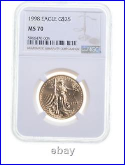 MS70 1998 $25 1/2 Oz. Gold American Eagle Graded NGC 6721