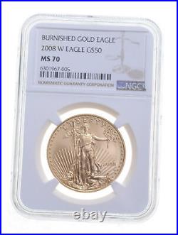 MS70 2008-W $50 Burnished American Gold Eagle Graded NGC 5884