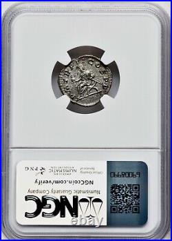 Macrinus 217-218AD AR Denarius Ancient Roman Silver Coin 2.55gm NGC Choice AU