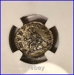 Macrinus 217-218AD AR Denarius Ancient Roman Silver Coin 2.55gm NGC Choice AU