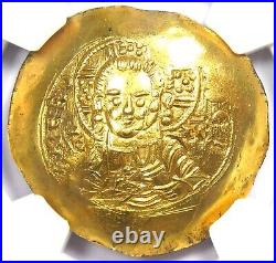 Manuel I AV Gold Hyperpyron Christ Byzantine Coin 1143-1180 AD NGC Choice AU