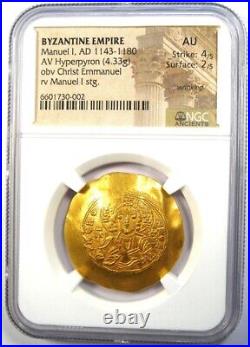 Manuel I Gold AV Hyperpyron Christ Coin 1143-1180 AD Certified NGC AU