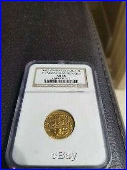 Maravillas Shipwreck 2 Escudo Colombia AU 58 NGC Coin Graded Fleet Treasure Gold
